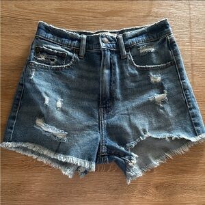 Abercrombie & Fitch Blue Jean Shorts Distressed Frayed Hem